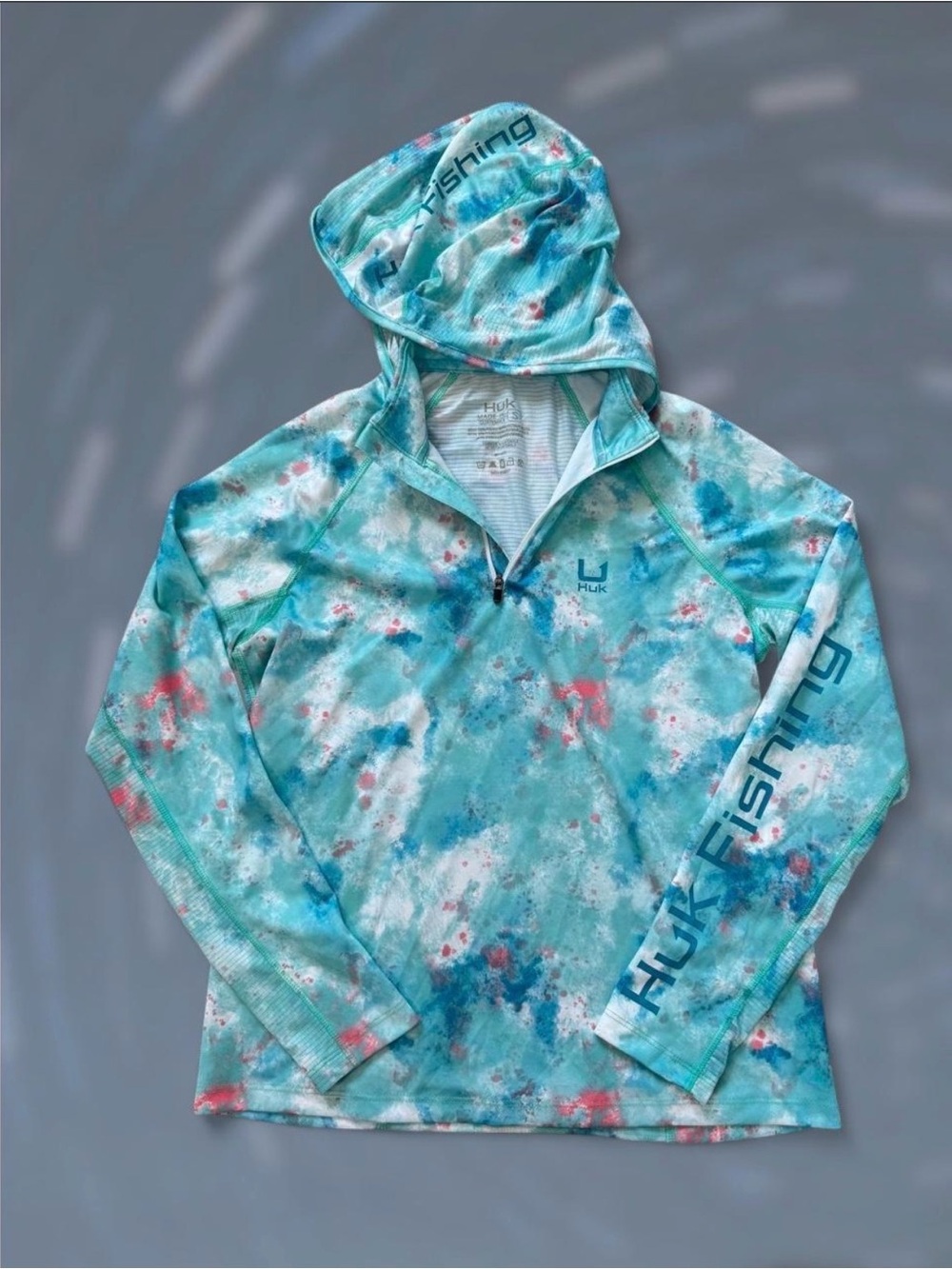 HUK Icon Sun Shirt Quarter Zip Small Gorp Fishing